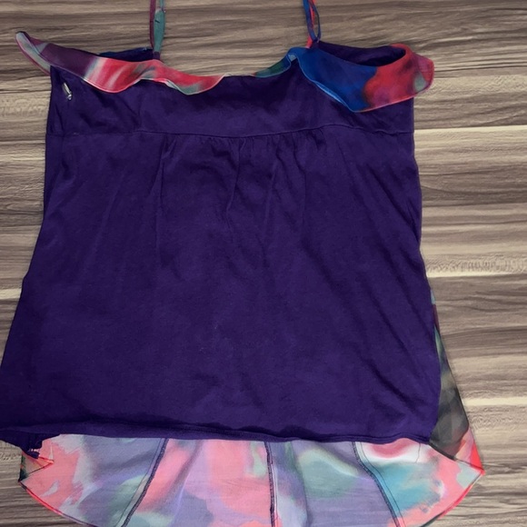 EXPRESS purple tank top with red and green ruffle - Picture 10 of 14
